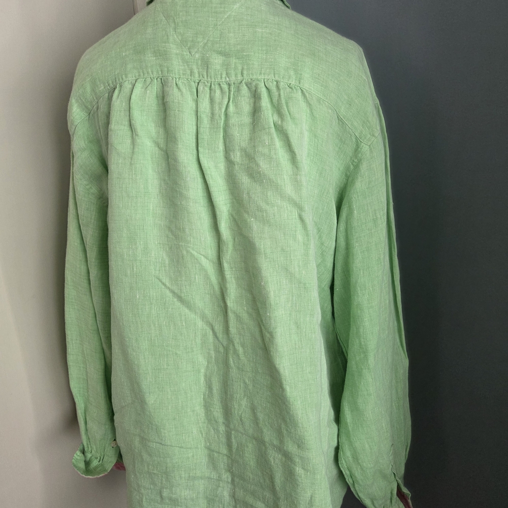 Vtg & NWT Tommy Hilfiger Light Green 100% Linen Top (Cover-up) - Picture 8 of 16